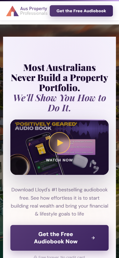 Free audiobook landing page mobile screenshot
