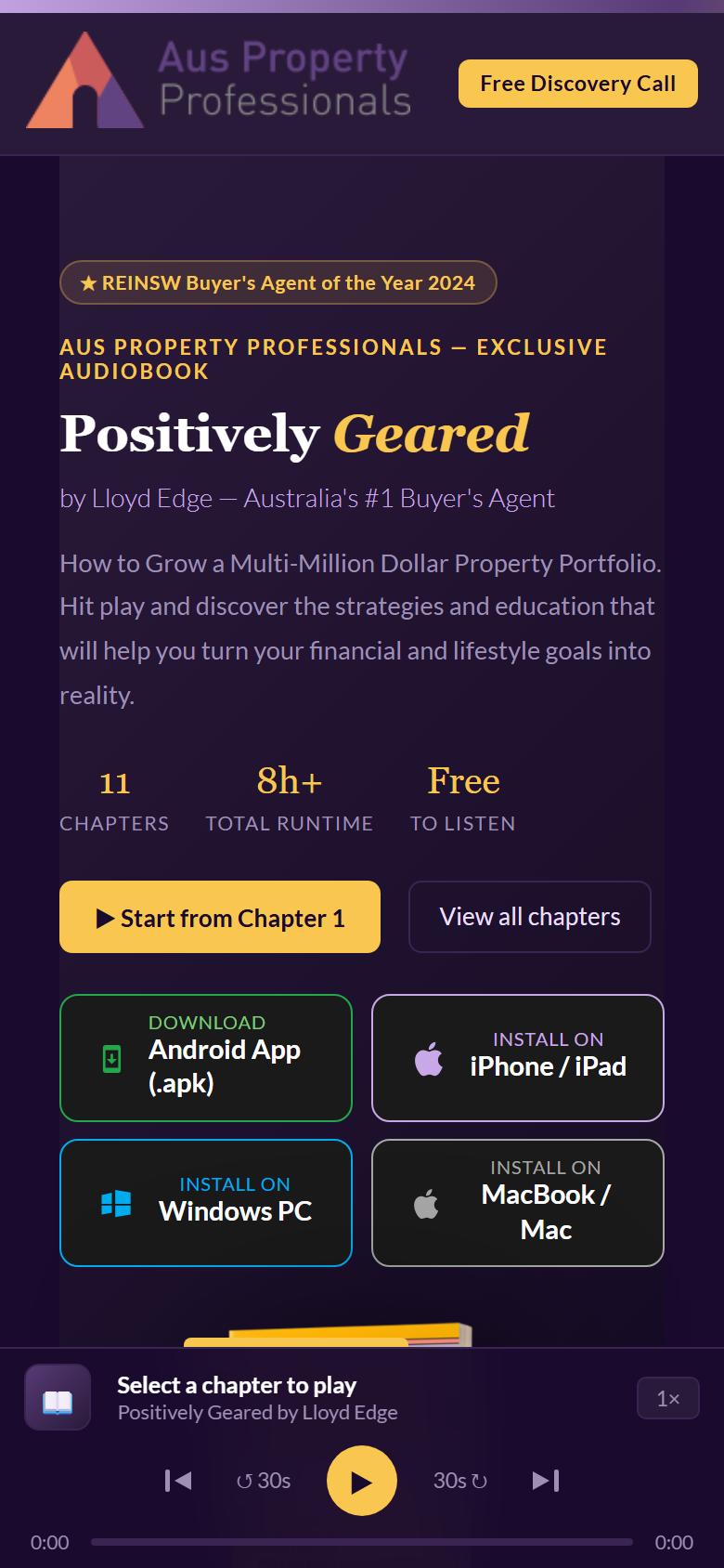 Positively Geared audiobook mobile app screenshot