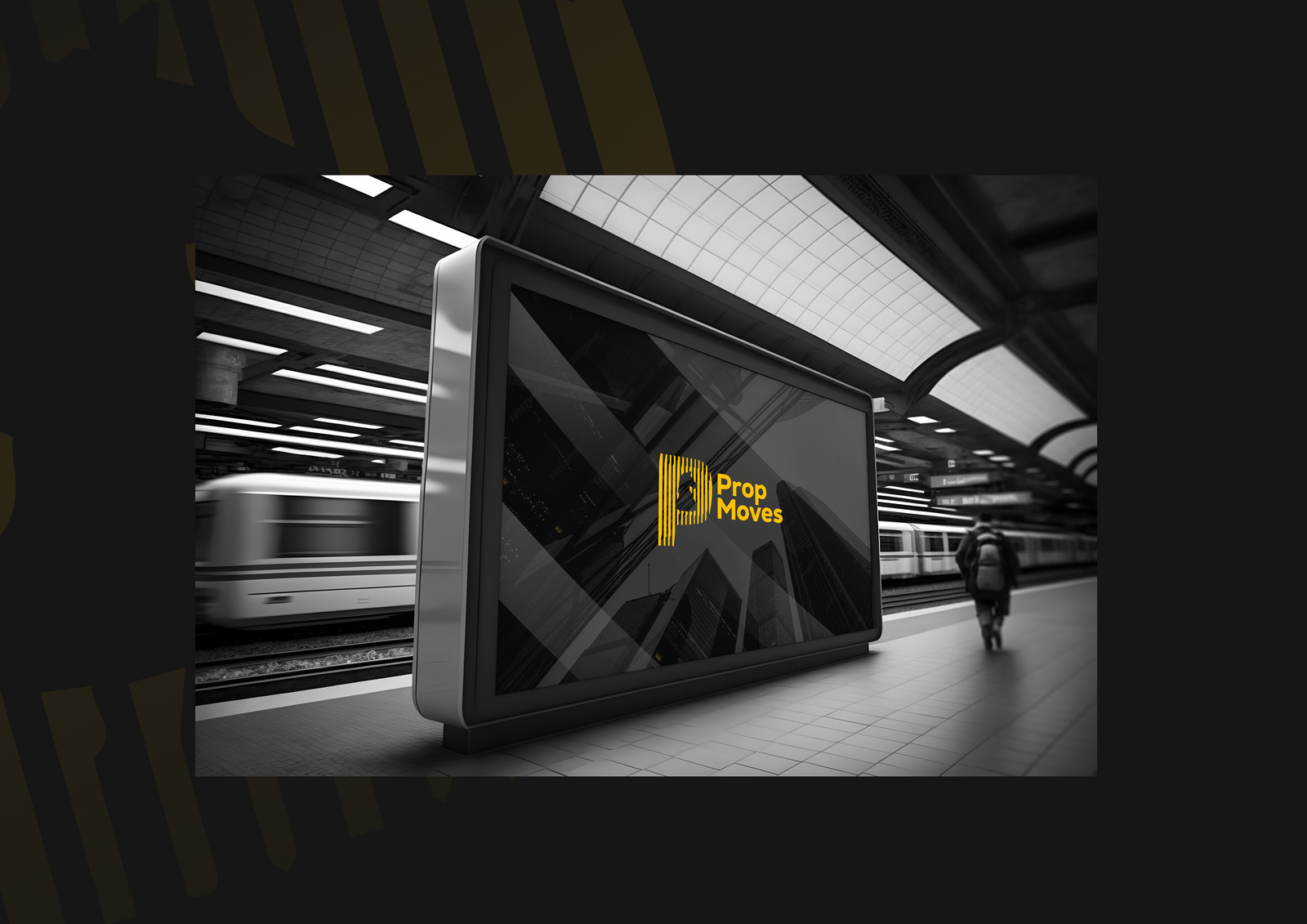 Prop Moves brand identity station billboard mockup