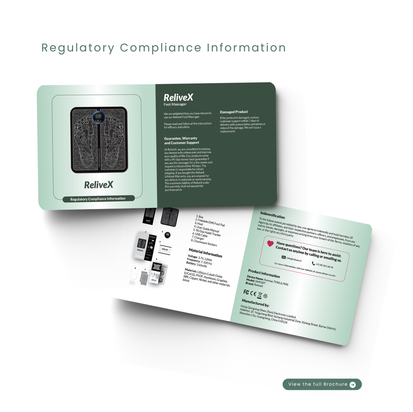 ReliveX Regulatory Compliance Information