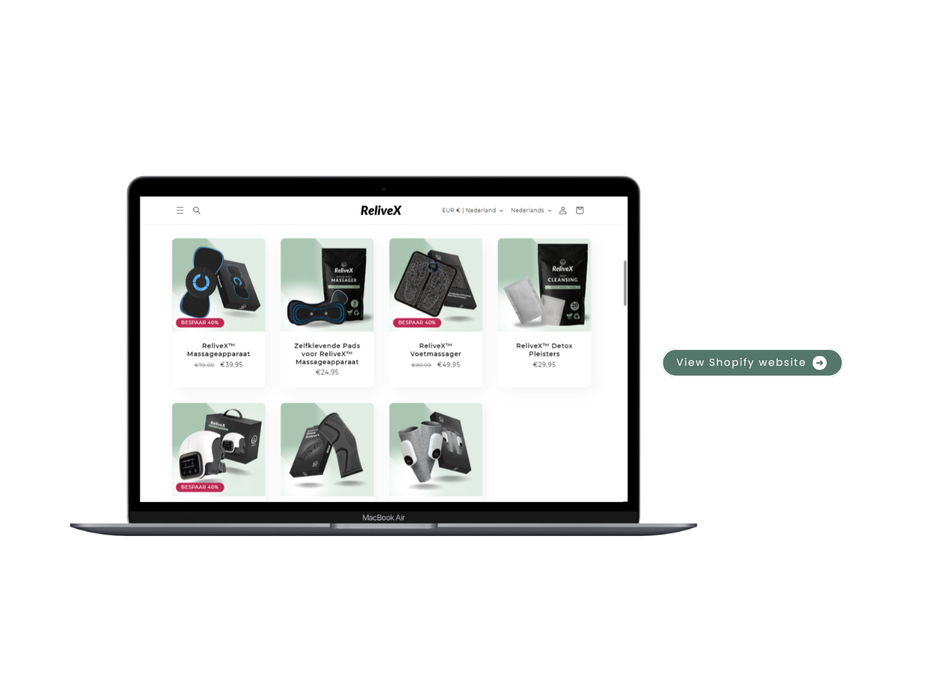 ReliveX Shopify Website